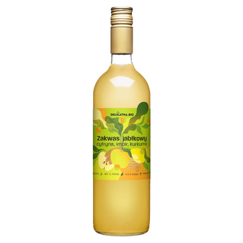 ZAKWAS JABŁKOWY Z CYTRYNĄ, IMBIREM I KURKUMĄ BIO 750 ml - DELIKATNA