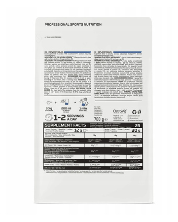 WHEY ISOLATE 100% NATURAL OSTROVIT PURE WPI RASPBERRY 700 gr