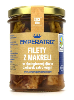 MAKRELA FILETY W BIO OLIWIE Z OLIWEK EXTRA VIRGIN 190 g (125 g) EMPERATRIZ