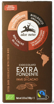 CZEKOLADA Z ZIARNAMI KAKAOWCA FAIR TRADE BEZGLUTEN BIO 100 g - ALCE NERO