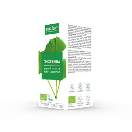 MIŁORZĄB JAPOŃSKI (GINKGO BILOBA) BIO (250 mg) 70 KAPSUŁEK - PURASANA