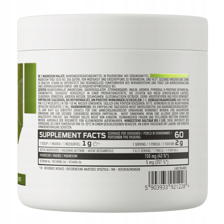 OstroVit Magnesium Malate 120 g MAGNESIUM 150 mg + VITAMIN B6