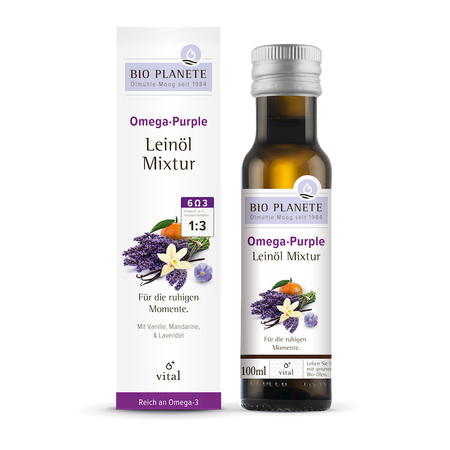 OMEGA PURPLE Z OLEJEM LNIANYM(MANDARYNKA, WANILIA, LAWENDA)BIO 100ml