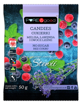 CUKIERKI Z MELISĄ, LAWENDĄ I OWOCAMI LEŚNYMI ZE STEWIĄ BEZ CUKRU 50 g