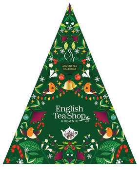 KALENDARZ ADWENTOWY (HERBATY I HERBATKI) BIO PIRAMIDKI (GREEN TRANGULAR – 13 SMAKÓW) (25 x 2 g) 50 g - ENGLISH TEA SHOP ORGANIC (PRODUKT SEZONOWY)