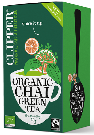 HERBATA ZIELONA CHAI Z CYNAMONEM I KARDAMONEM FAIR TRADE BIO(20x2g)40g