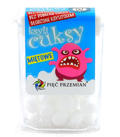 CUKIERKI Z KSYLITOLU O SMAKU MIĘTOWYM BEZGLUTENOWE 13g PIĘĆ PRZEMIAN