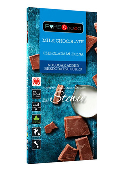CZEKOLADA MLECZNA ZE STEWIĄ BEZ DODATKU CUKRÓW BEZGLUTENOWA 100g PURE&GOOD
