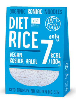 MAKARON (KONJAC) W KSZTAŁCIE RYŻU BEZGLUTENOWY BIO 385g(300g) DIET-FOOD