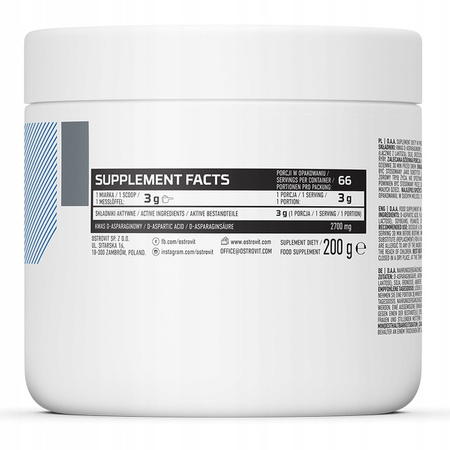 Supplement DAA powder OstroVit Raspberry 200 g