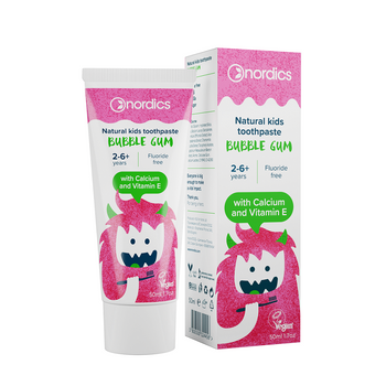 PASTA DO ZĘBÓW DZIECI OD 2 DO 6 LAT O SMAKU GUMY BALONOWEJ BEZ FLUORU 50ml
