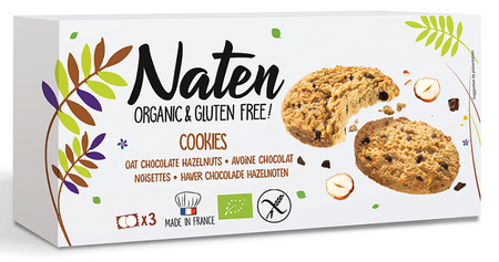 CIASTKA OWSIANE Z CZEKOLADĄ I ORZECHAMI LASKOWYMI BEZGLUTENOWE BIO 120 g