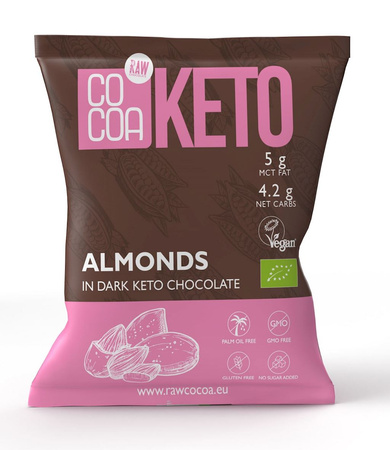 MIGDAŁY W CZEKOLADZIE KETO Z OLEJEM MCT BEZ DODATKU CUKRÓW BIO 70g COCOA