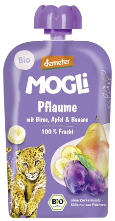 MUS ŚLIWKA-GRUSZKA-JABŁKO-BANAN BEZ DODATKU CUKRÓW OD 1 ROK DEMETER BIO100g