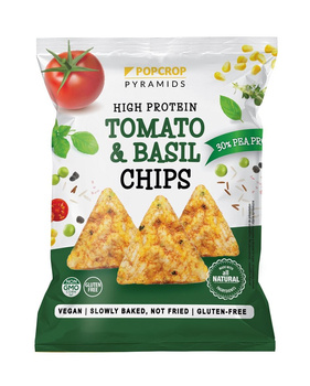 CHRUPKI PROTEINOWE O SMAKU POMIDORA Z BAZYLIĄ BEZGLUTENOWE 60 g - POPCROP