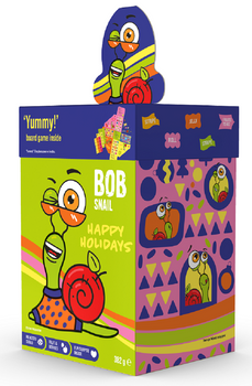ZESTAW ŚWIĄTECZNY - PRZEKĄSKI I GALARETKI OWOCOWE Z ZABAWKĄ I NAKLEJKĄ BEZ DODATKU CUKRÓW BEZGLUTENOWE 382 g - BOB SNAIL (PRODUKT SEZONOWY)