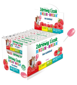LIZAK O SMAKU MALINOWYM NA GARDŁO BEZ CUKRU BEZGLUTENOWY 6 g