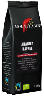 KAWA ZIARNISTA BEZKOFEINOWA ARABICA 100 % FAIR TRADE BIO 500g MOUNT HAGEN
