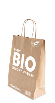 TORBA NA ZAKUPY (PAPIEROWA) Z LOGO BIO PLANET (24 cm x 11 cm x 32 cm)