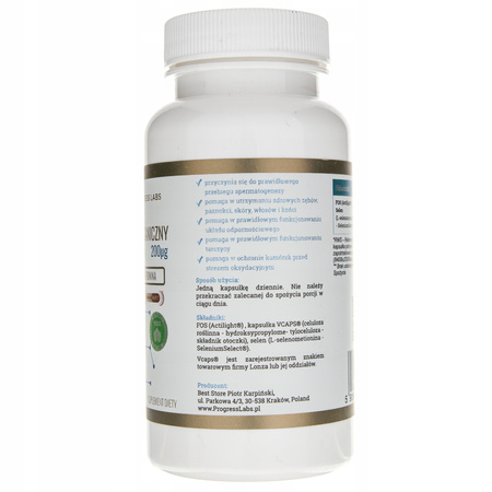 PROGRESS LABS ORGANIC SELENIUM 200mcg 120caps THYROID SKIN HAIR