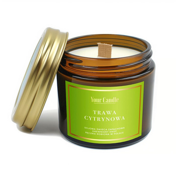 ŚWIECA SOJOWA ZAPAC0HOWA Z DREWNIANYM KNOTEM TRAWA CYTRYNOWA 120 ml CANDLE