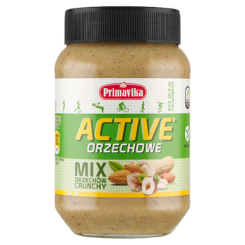 KREM ORZECHOWY CRUNCHY MIX (4 ORZECHY) SOLONY BEZGLUTENOWY 470g PRIMAVIKA