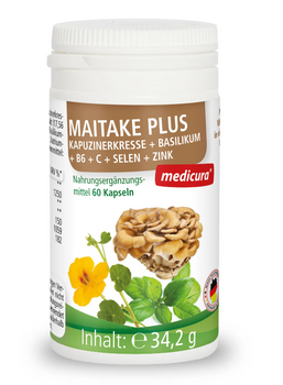 GRZYBY MAITAKE Z NASTURCJĄ, BAZYLIĄ, WITAMINĄ B6, C, SELENEM  60KAPSUŁEK