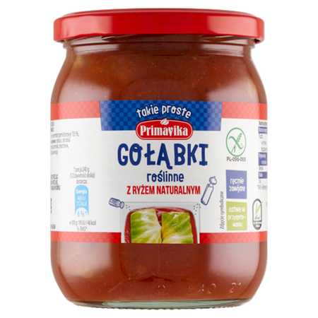 GOŁĄBKI WEGAŃSKIE Z RYŻEM I PIECZARKAMI W SOSIE POMIDOROWYM BEZGLUTEN 480 g