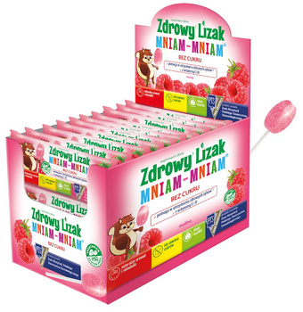LIZAK O SMAKU MALINOWYM Z WITAMINĄ D I C BEZ CUKRU BEZGLUTENOWY 6g