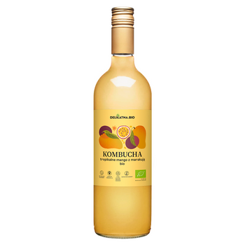 KOMBUCHA TROPIKALNE MANGO Z MARAKUJĄ BIO 750 ml - DELIKATNA