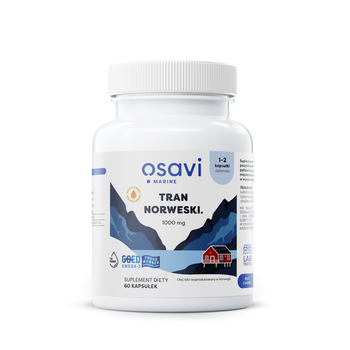 TRAN NORWESKI OMEGA3(220mg)O SMAKU CYTRYNOWYM BEZGLUTENOWY 60KAPSUŁEK-OSAVI