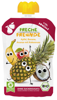 MUS JABŁKO BANAN ANANAS KOKOS BEZ DOD. CUKRÓW BEZGLUTEN OD 6 MIES BIO 100 g