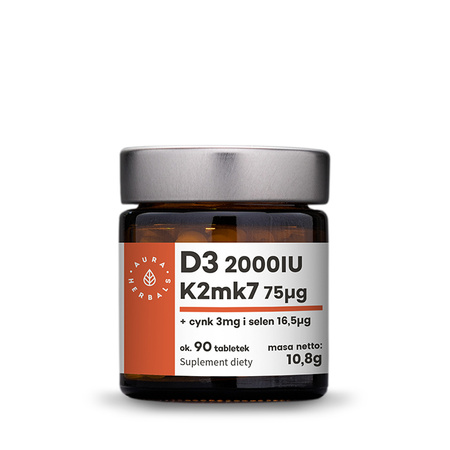 Witamina D3 2000IU+K2+Cynk+Selen, 10,8g tabletki 90 szt.