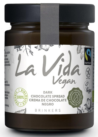 KREM Z CIEMNEJ CZEKOLADY BEZGLUTENOWY FAIR TRADE BIO 270 g - LA VIDA VEGAN