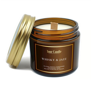 ŚWIECA SOJOWA ZAPACHOWA Z DREWNIANYM KNOTEM WHISKY JAZZ 120ml YOUR CANDLE