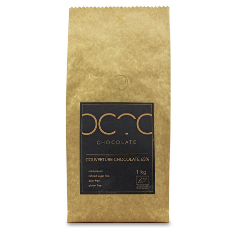 CZEKOLADA KUWERTURA CIEMNA 65 % WEGAŃSKA BEZGLUTENOWA BIO 1 kg - HORECA