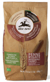 MAKARON (Z PŁASKURKI RAZOWY) PENNE BIO 500 g - ALCE NERO