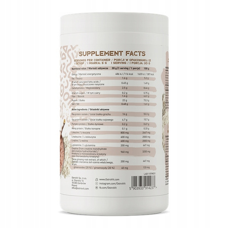 OstroVit Vegan Muscle 360 g SOY PEA PROTEIN ISOLATE CREATINE MONOHYDRATE