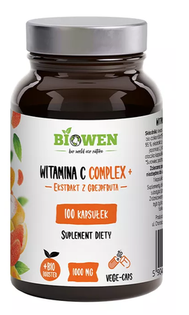 WITAMINA C COMPLEX+ BEZGLUTENOWA 100 KAPSUŁEK - BIOWEN