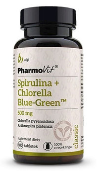 SPIRULINA + CHLORELLA BLUE-GREEN BEZGLUTENOWA 180 TABLETEK - PHARMOVIT
