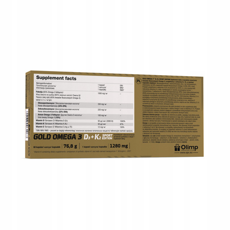 Supplement Olimp Gold Omega 3 D3+K2 Sport Edition 60 caps.
