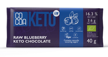 CZEKOLADA Z JAGODAMI I OLEJEM MCT BEZ DODATKU CUKRÓW KETO BIO 40g COCOA
