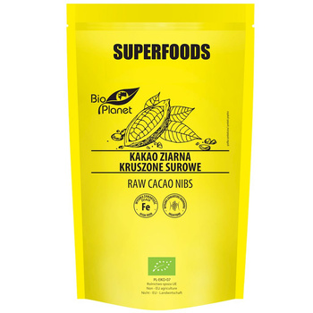 KAKAO ZIARNA KRUSZONE SUROWE BIO 250 g - BIO PLANET SUPERFOODS