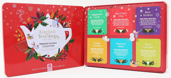 ZESTAW HERBAT I HERBATEK ŚWIĄTECZNYCH PREMIUM BIO W PUSZCE  (6 SMAKÓW) (36 x 1,5 g) 54 g - ENGLISH TEA SHOP ORGANIC (PRODUKT SEZONOWY)