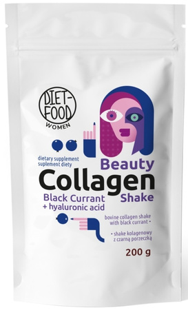 SHAKE KOLAGENOWY Z KWASEM HIALURONOWYM I CZARNĄ PORZECZKĄ 200 g DIET-FOOD 