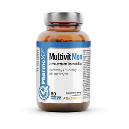 MULTIWITAMINA DLA MĘŻCZYZN BEZGLUTENOWA 60KAPSUŁEK - PHARMOVIT(CLEAN LABEL)