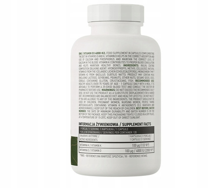 OstroVit VITAMIN D3 4000 K2 VEGE 120 caps of BONES