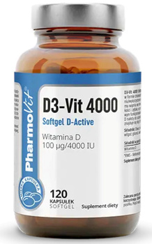 WITAMINA D3-VIT 100 µg (4000 j.m) BEZGLUTENOWA 120 KAPSUŁEK - PHARMOVIT