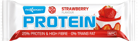 BATON PROTEINOWY O SMAKU TRUSKAWKOWYM W POLEWIE BIAŁEJ BEZGLUTENOWY 60 g - MAXSPORT