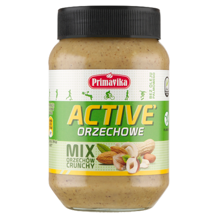KREM ORZECHOWY CRUNCHY MIX (4 ORZECHY) SOLONY BEZGLUTENOWY 470g PRIMAVIKA